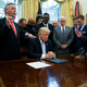 Faith leaders praying with President Donald Trump in the White House on Sept. 1, 2017 (Evan Vucci/AP Images)